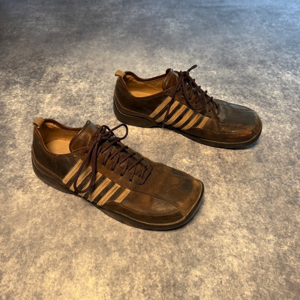 Vintage Steve Madden Styxx Mens Brown Leather Square Toe Sneakers 11 Y2K 2000s